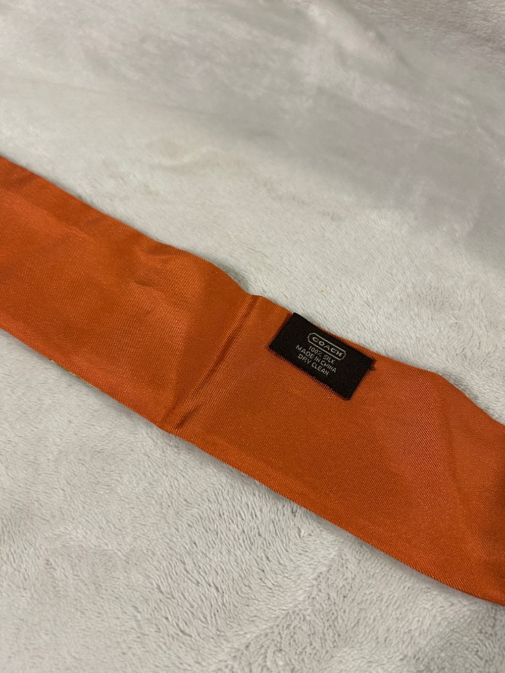 Coach Floral Silk twilly scarf in Orange, Navy & Cream - Picture 2 of 4